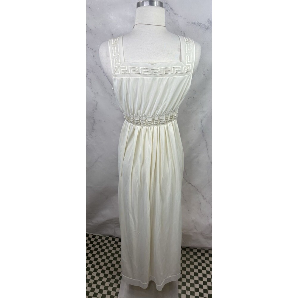 Vintage Grecian Goddess Nightgown Dress White Empire Waist Long Maxi 36 S Bride - Picture 4 of 16